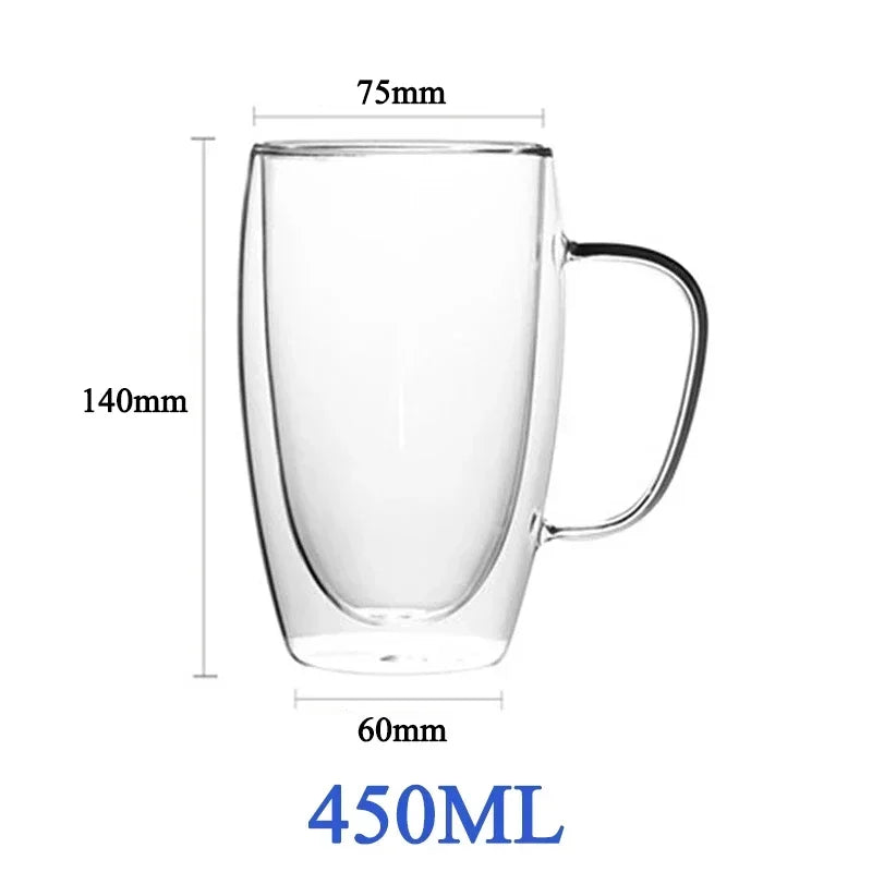 1-6 uds 80-450ML resistente al calor taza de cristal de té de doble pared cerveza café hecho a mano creativo bebida fría juego de vajilla transparente