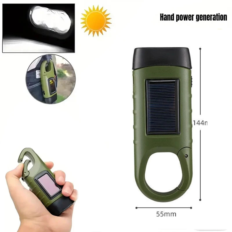Linterna LED con manivela, equipo de supervivencia con energía Solar, antorcha autoalimentada, linternas de emergencia para senderismo, Camping, correr