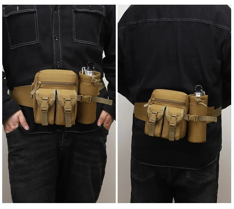 Riñonera táctica para exteriores, bolsa de nailon para botella de agua para teléfono y senderismo, paquete de equipo de herramientas deportivas, bolsa con cinturón para caza, escalada y acampada