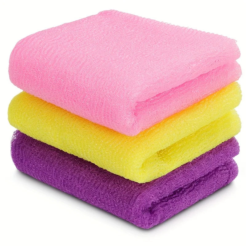 (Paquete de 3) Esponja exfoliante de lufa, toalla exfoliante, esponja de red africana, toallita japonesa, exfoliante corporal para el cuerpo