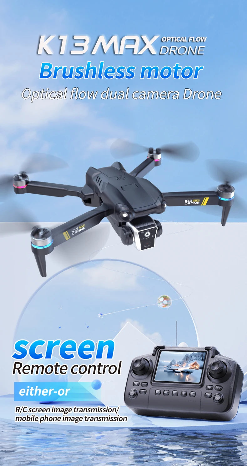 K13MAX Drone profesional RC 8K cámaras HD WIFI FPV altura mantener gesto fotografÃa plegable Quadcopter pantalla Control remoto juguete