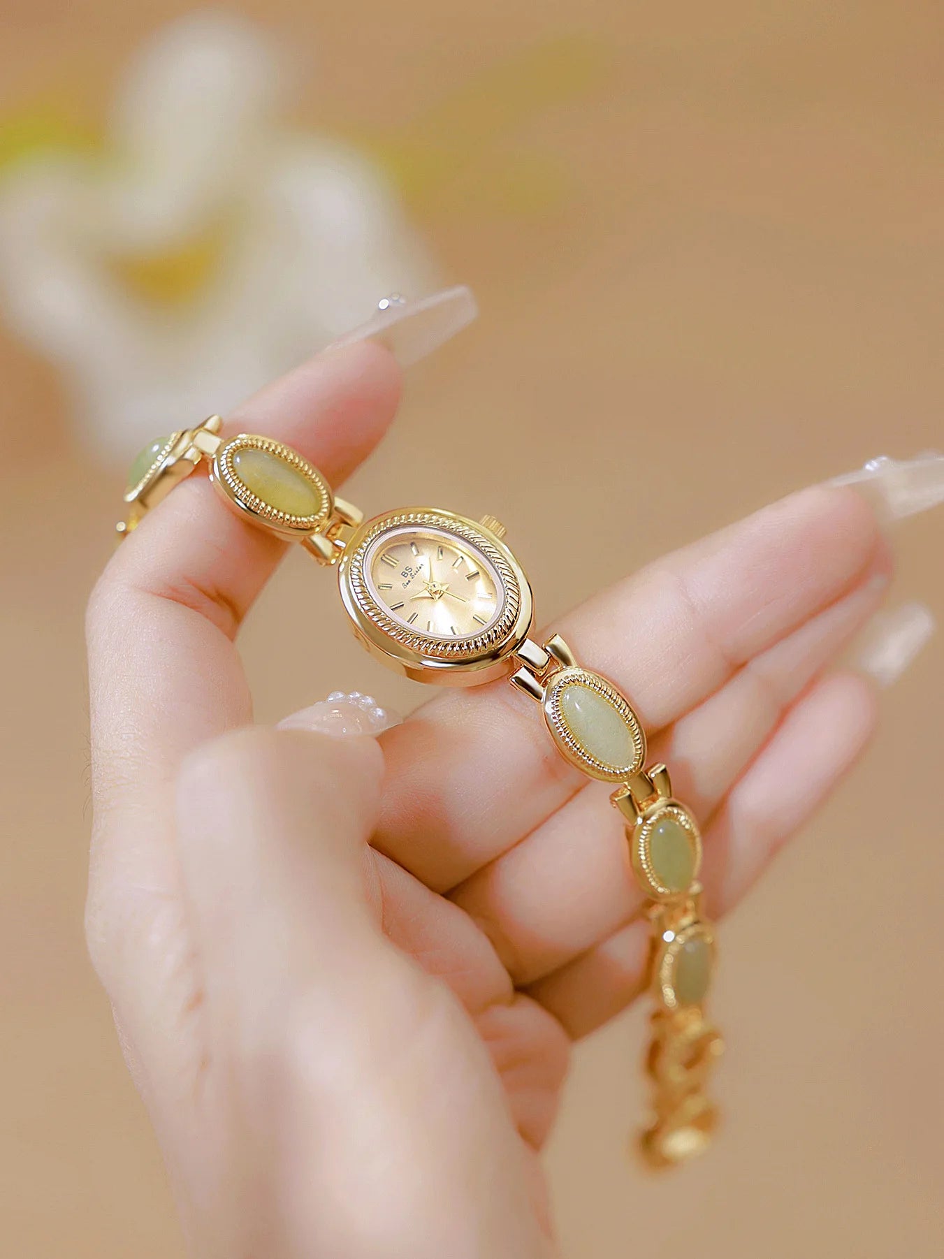 Reloj UTHAI para mujer, pulsera para mujer, marca de lujo, resistente al agua, piedra Dongling Natural Retro, Jade Hotan, relojes de cadena avanzados, regalo