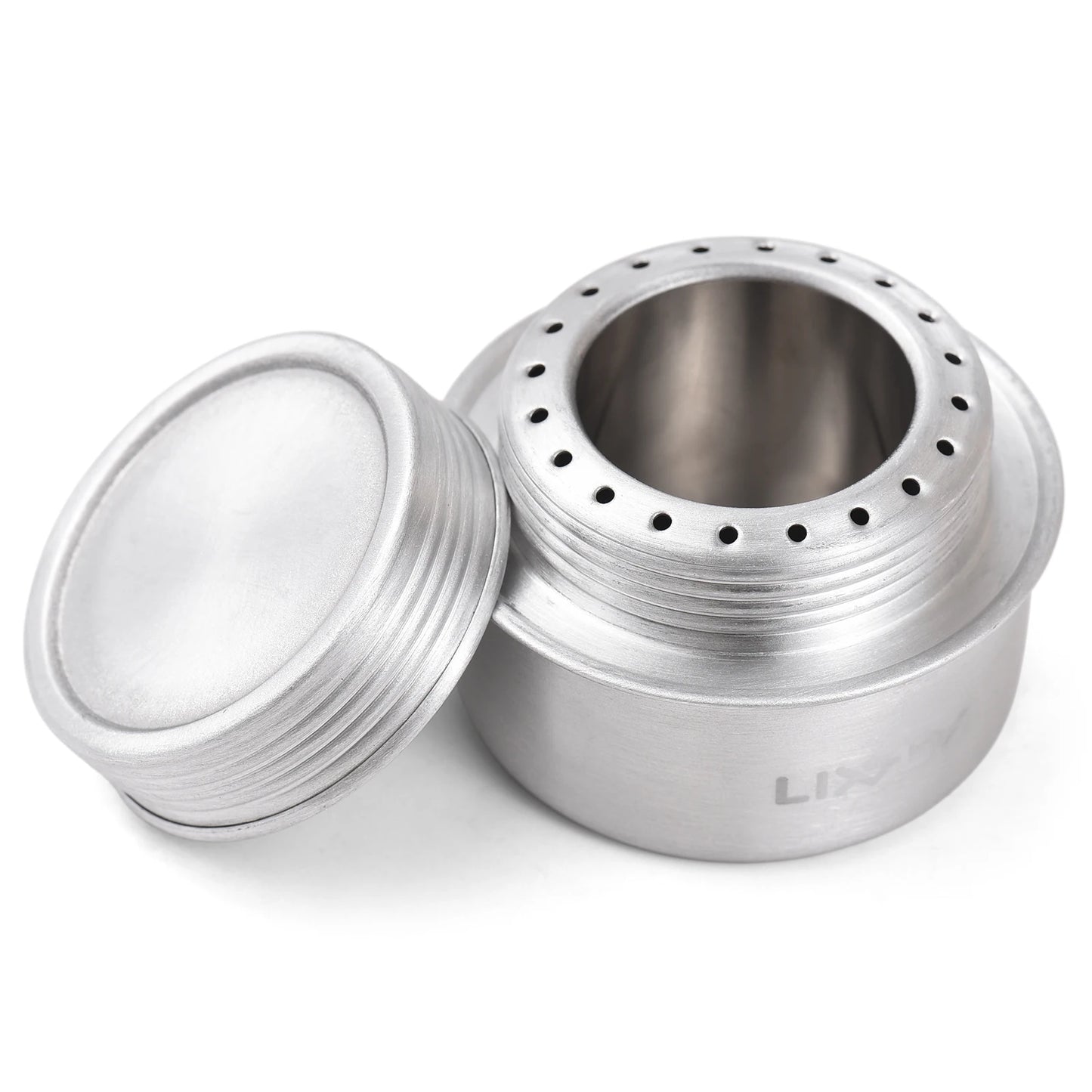 Mini estufa de Alcohol portátil de aleación de aluminio con tapa y soporte cruzado, Camping al aire libre, senderismo, mochilero