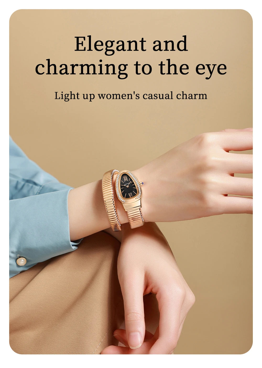 SANDA, superventas, 1151 reloj de mujer de gama alta con incrustaciones de diamantes en forma de serpiente, reloj de cuarzo de lujo ligero con temperamento Retro para mujer