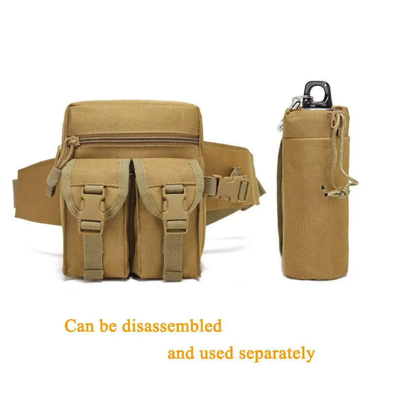 Riñonera táctica para exteriores, bolsa de nailon para botella de agua para teléfono y senderismo, paquete de equipo de herramientas deportivas, bolsa con cinturón para caza, escalada y acampada