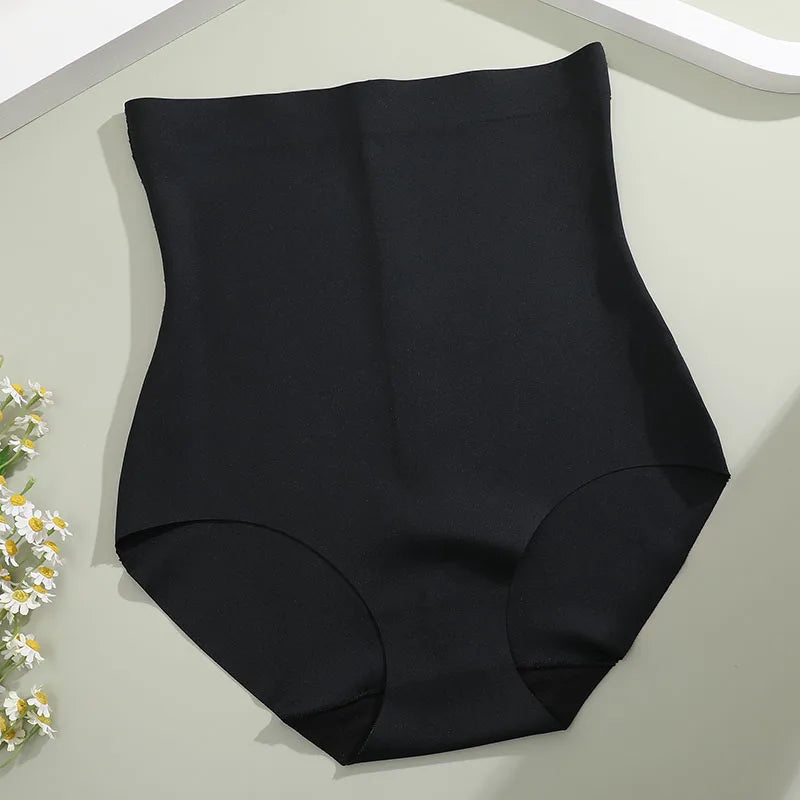 FINETOO, 1 unidad, 2024, nueva ropa interior ajustada de cintura alta para el vientre, ropa interior de seda helada para mujer, pantalones ajustados posparto finos sin costuras con forma de vientre