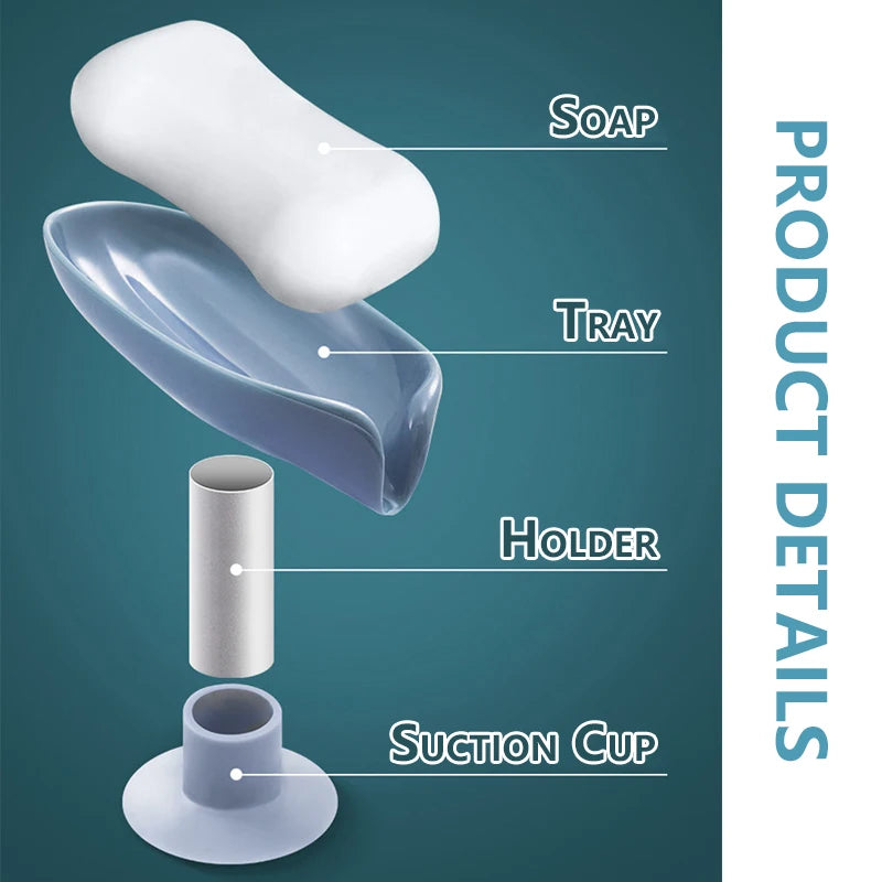 Soporte para jabón, escurridor de agua, jabonera con forma de hoja, escurridor de jabón para ducha, ventosa, contenedor de jabón, accesorios modernos para baño