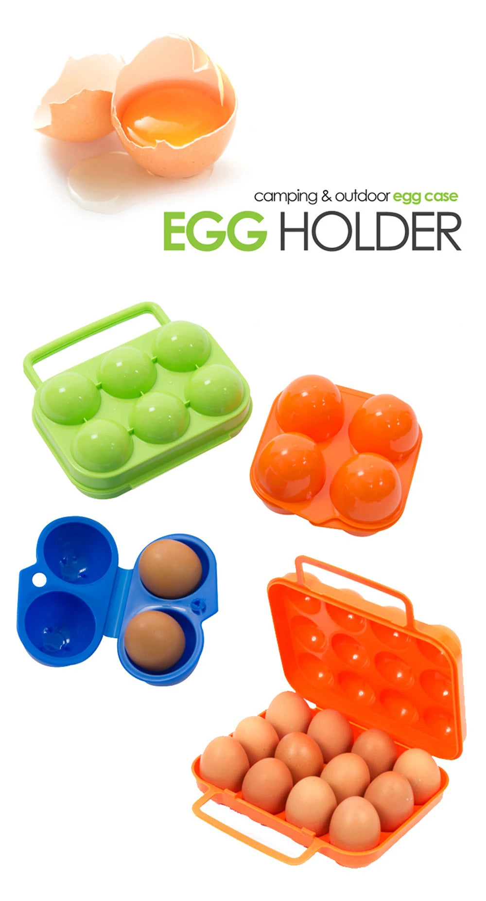 Caja de almacenamiento de huevos con rejilla 2/4/6/12, contenedor portátil para huevos para acampar al aire libre, caja para huevos de Picnic, estuche organizador de cocina