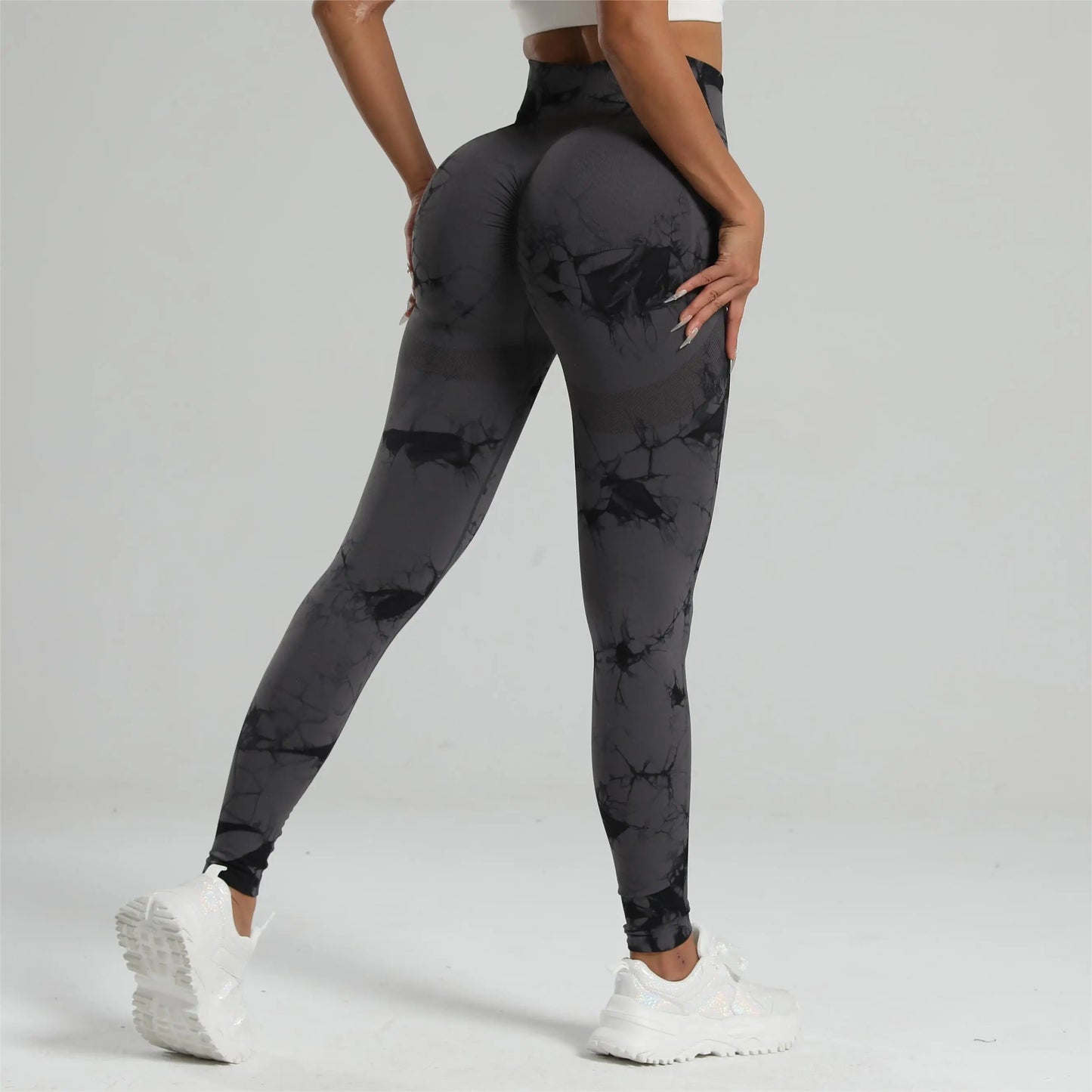 Mallas de gimnasio Tiedye para Mujer, pantalones sin costuras de realce para Mujer, mallas deportivas sin costuras para Fitness, mallas de entrenamiento de cintura alta para Yoga, envío directo