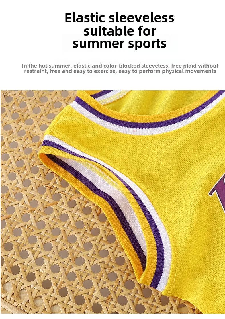 Conjunto de traje de pelota deportiva para niños, traje sin mangas para niños, traje de baloncesto para bebé, chaleco, pantalones cortos, traje de rendimiento, traje deportivo de secado rápido