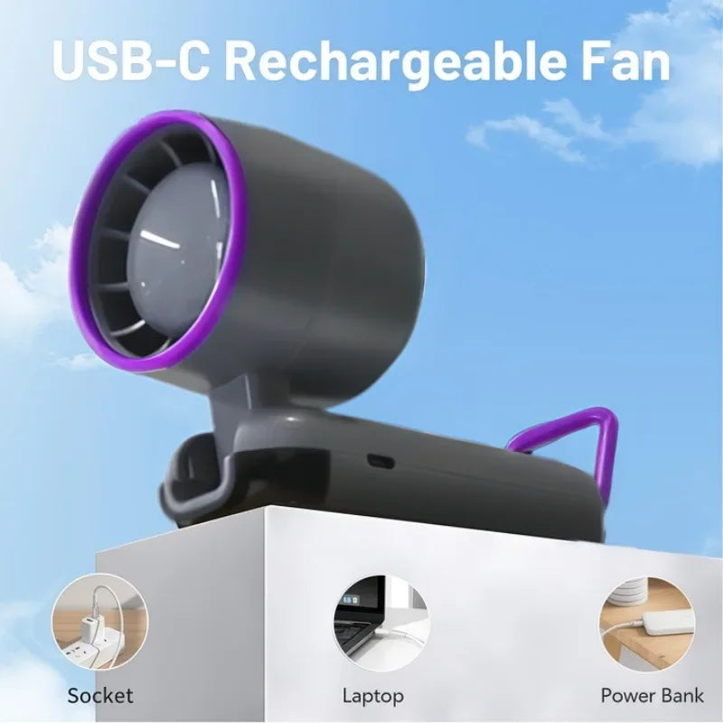 Ventilador de carga USB plegable, ventilador de viento fuerte para exteriores, ventilador portátil con pantalla Digital para viajes de acampada al aire libre