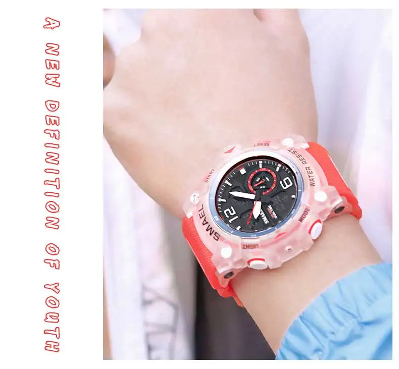 SMAEL-reloj deportivo militar para hombre, cronómetro con alarma, luz trasera Digital LED, pantalla de hora Dual, resistente al agua, 8007