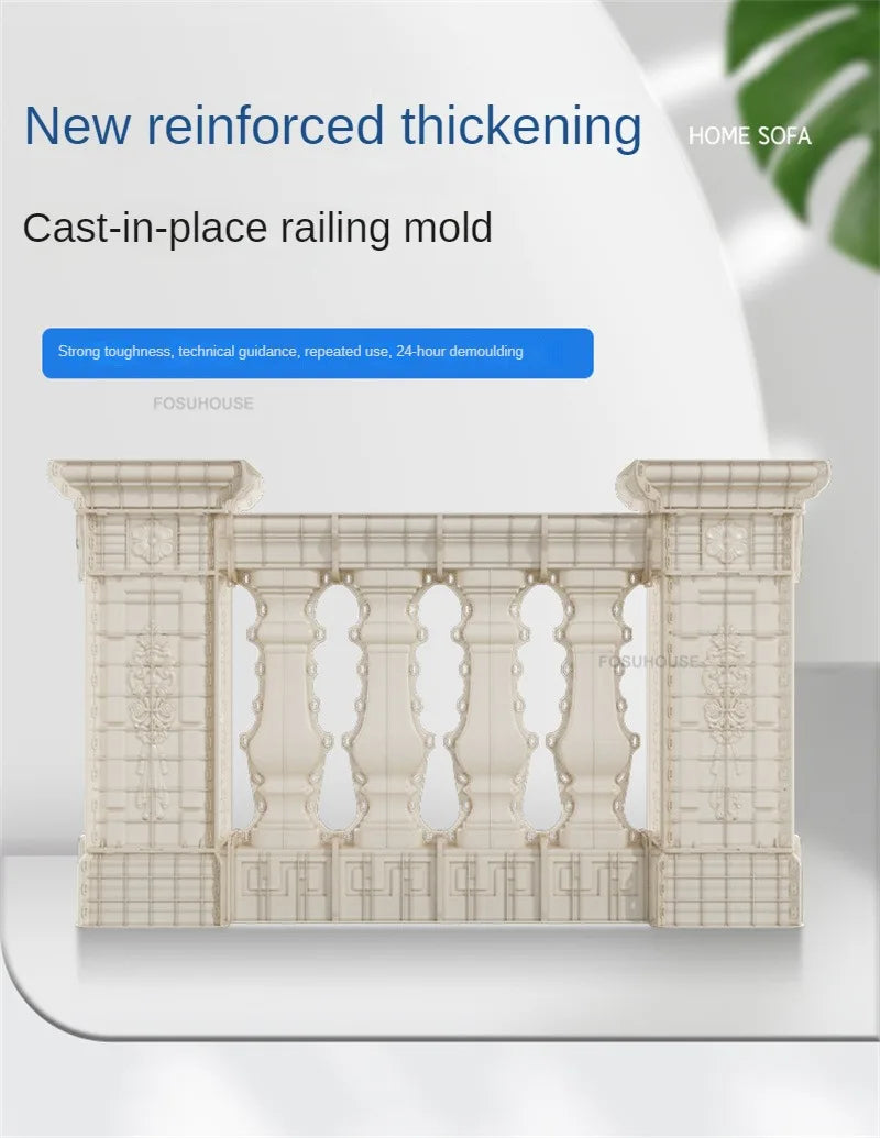 Nuevo molde de barandilla de columna romana gruesa, edificios de jardín, barandilla fundida en el lugar, columna de cemento, molde de barandilla reutilizable para balcón