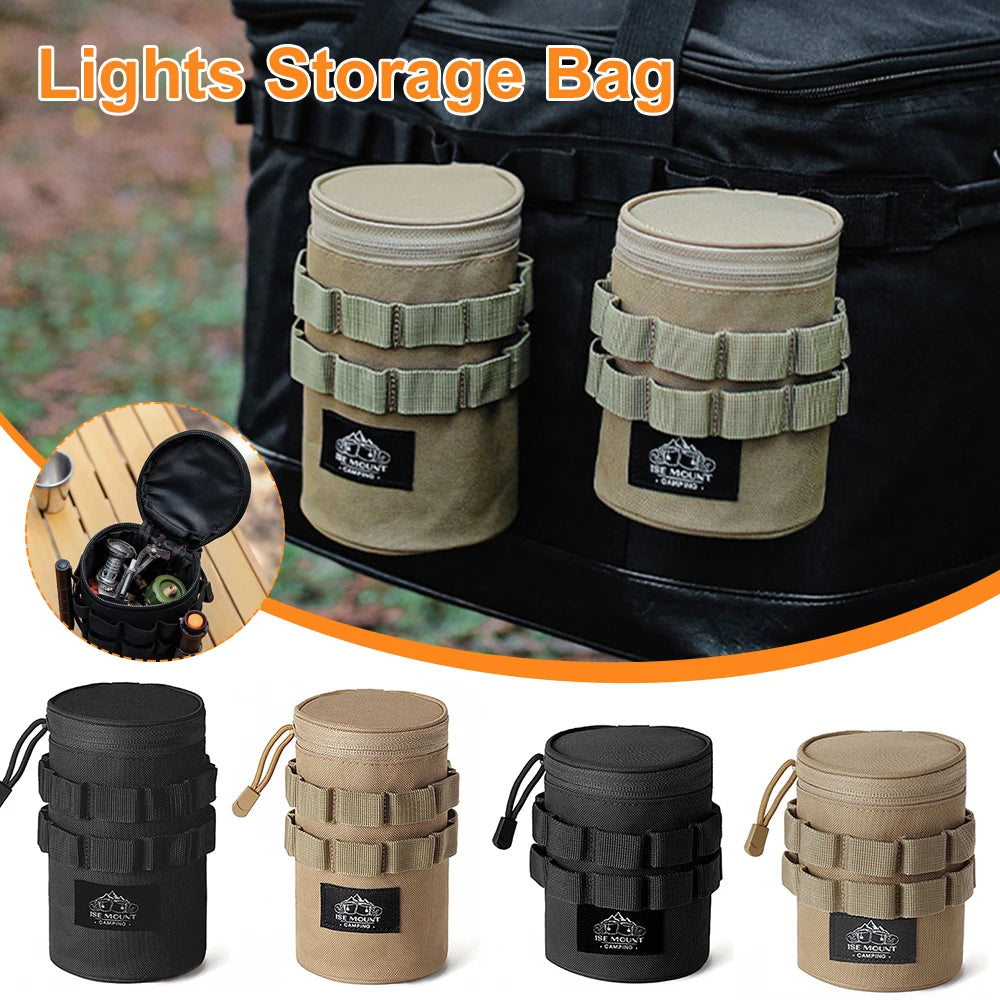 Bolsa de almacenamiento para acampada de 1/2 piezas, bolsa de accesorios ligera S/L con agujeros para colgar luces, bolsa de almacenamiento con asa, suministros para acampada