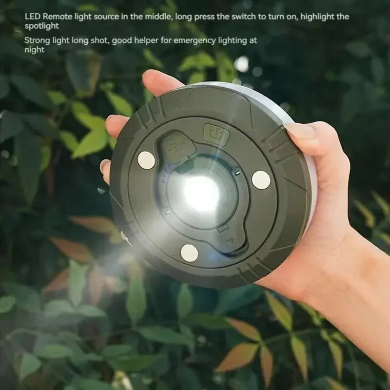 Luz de Camping 4 en 1, guirnalda de luces LED con carrete, lámpara de Camping USB para exteriores, luz LED nocturna reciclable para decoración de tienda de campaña y jardín