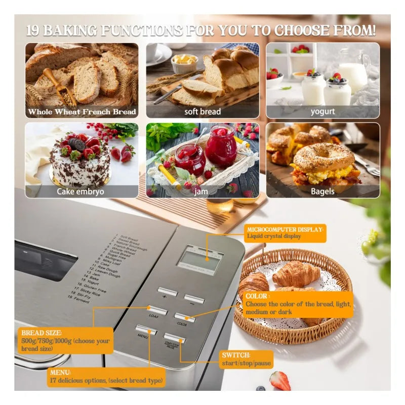 Nueva llegada máquina de pan para el hogar fermentador de masa inteligente automático Mini máquina de pan de desayuno multifuncional 모