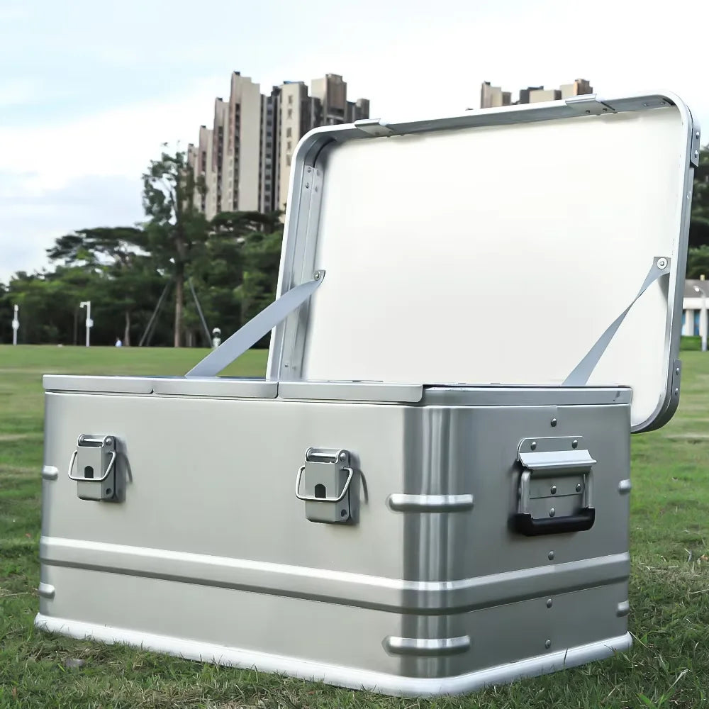 Caja de almacenamiento al aire libre de 30-80L para acampar, Picnic, viajes, aleación de aluminio, caja de gran capacidad, accesorios, bolsa de almacenamiento, accesorios para senderismo