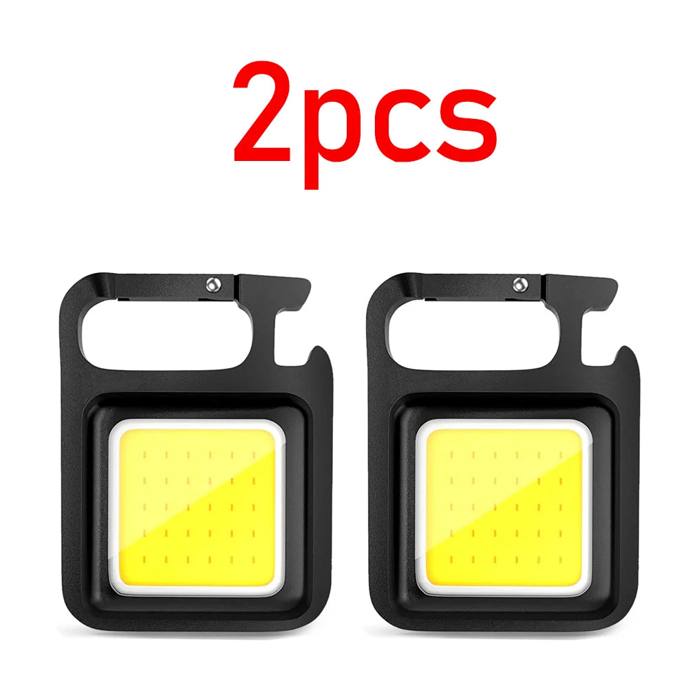 Linterna LED superbrillante, soporte plegable de 1500LM, llavero con abrebotellas, luz impermeable recargable por USB, herramienta para acampar al aire libre