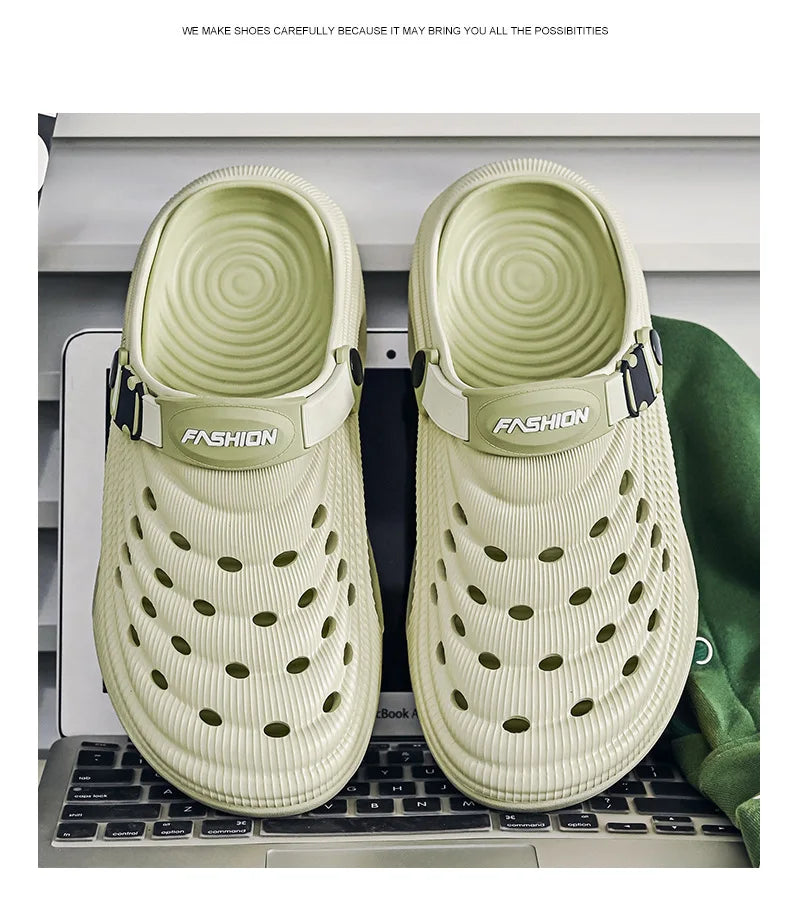 Zuecos con soporte para el arco para hombre, calzado para jardín, zapatillas de playa sin cordones para exteriores, sandalias con cojín cómodo extraíble
