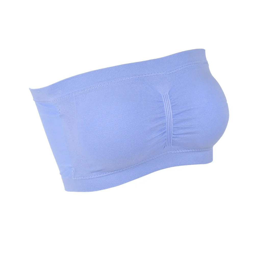 Nuevo sujetador sin tirantes para mujer con cojín para el pecho desmontable de talla grande Top elástico sin costuras para exteriores sin tirantes S-6XL