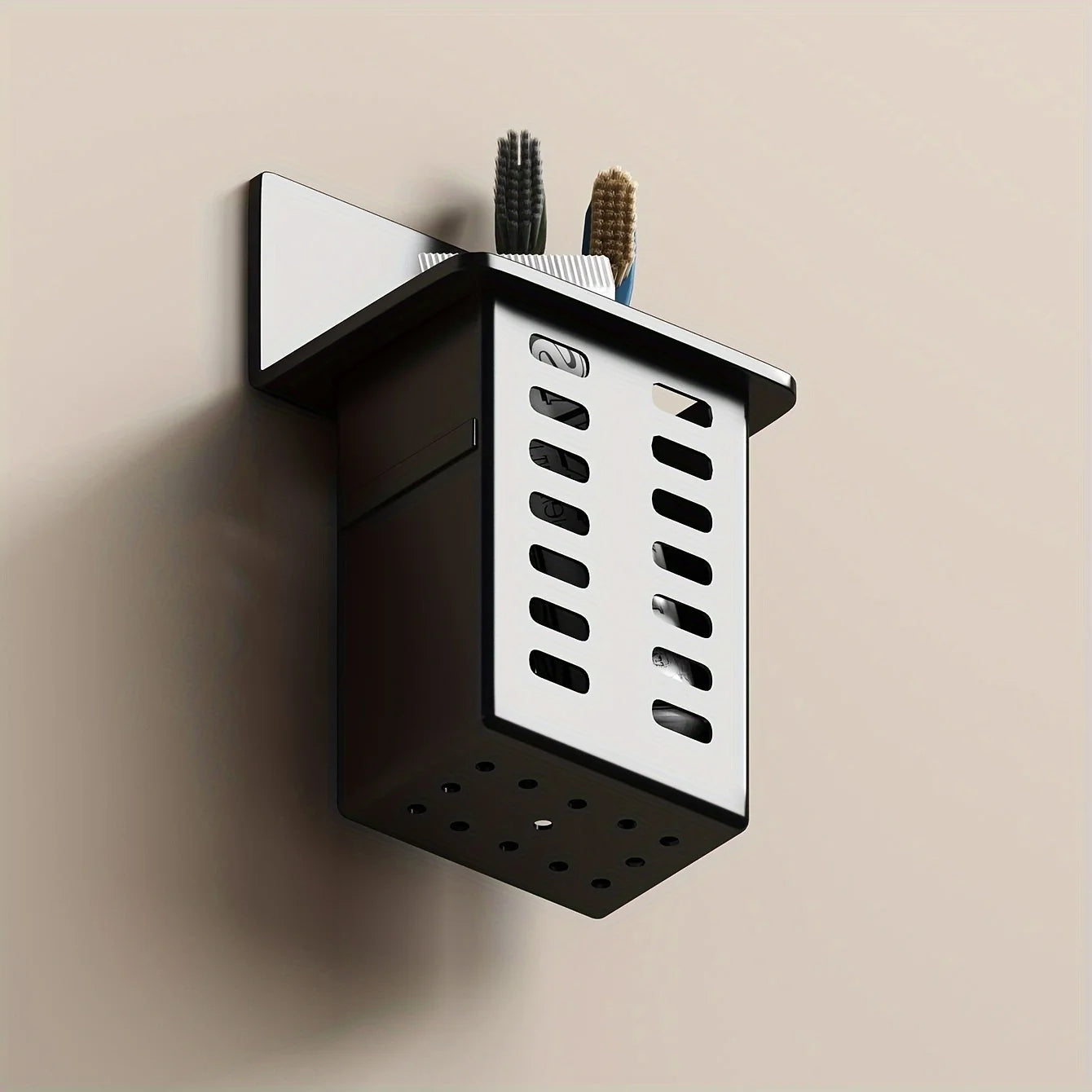 1 soporte funcional para cepillos de dientes para baño, estante de almacenamiento para cepillos de dientes montado en la pared, estante de almacenamiento para el baño