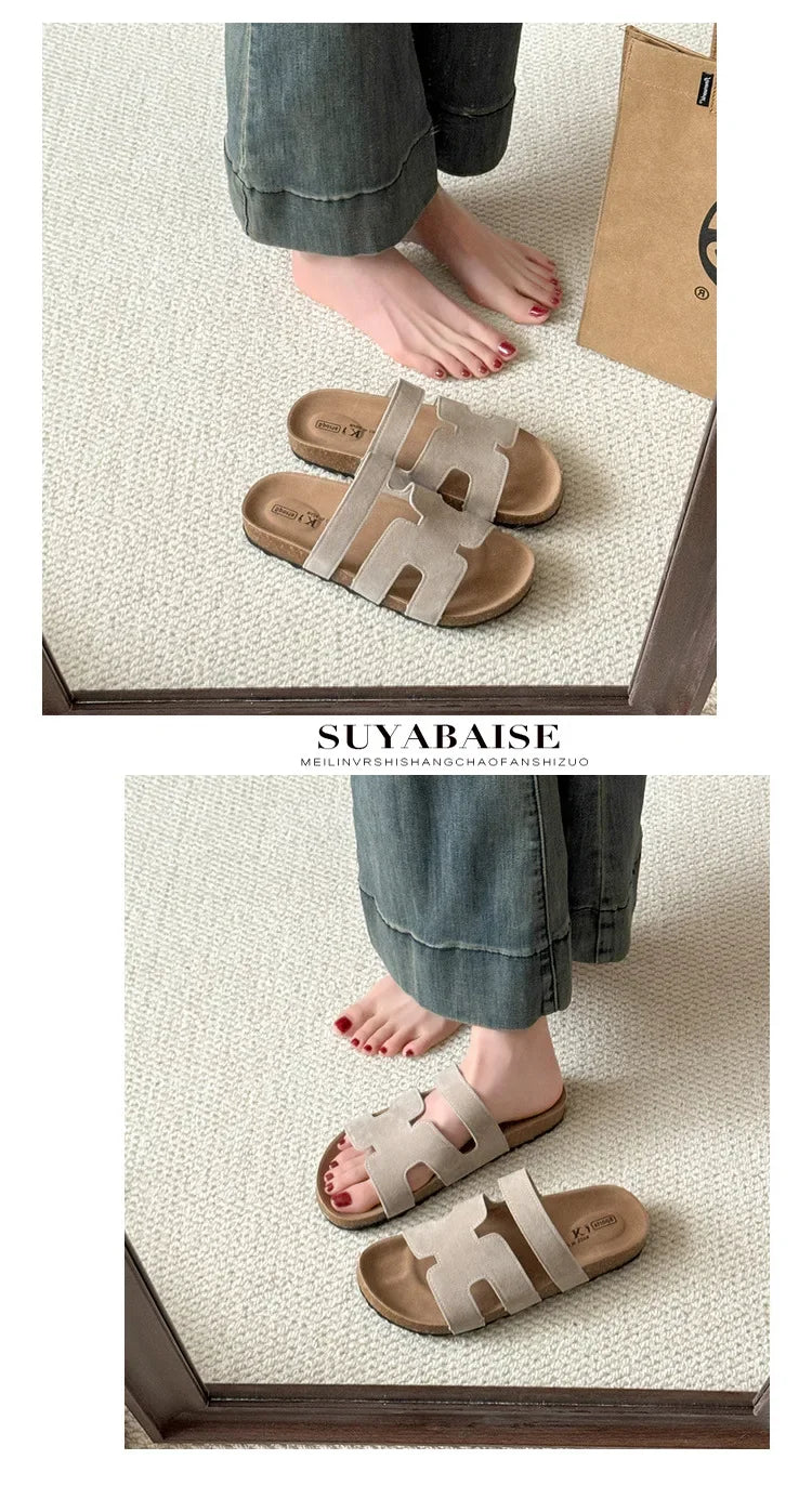 Diapositivas de moda 2025 para mujer: zapatillas de exterior con suela gruesa ajustable
