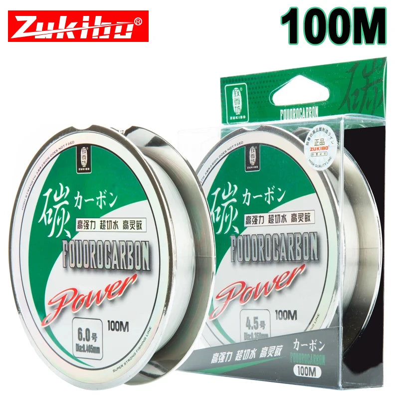 ZUKIBO fluorocarbono 100â„… japón,pesca accesorios mar,pesca surfcasting50M100M lÃnea de pesca de fluorocarbono lÃnea de fibra de carbono importada japonesa 1-25kg lÃnea de hundimiento de monofilamento pesca