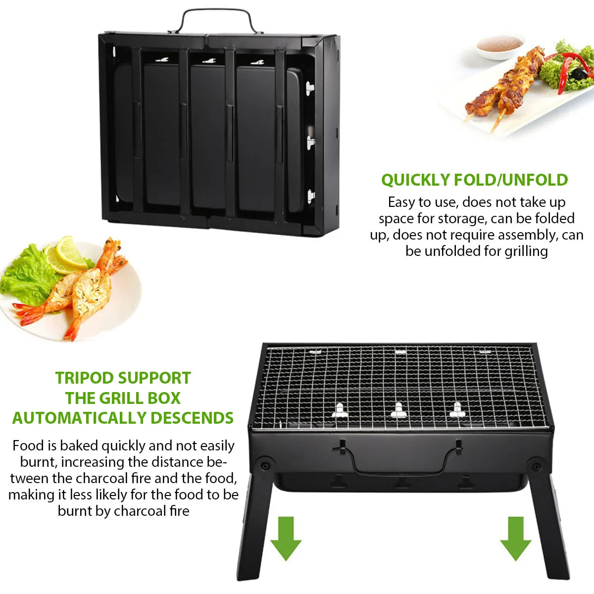 Parrilla de carbón portátil para barbacoa, Mini Kit de herramientas para barbacoa pequeña de acero inoxidable, cocina al aire libre, Camping, Picnic, playa, barbacoa portátil