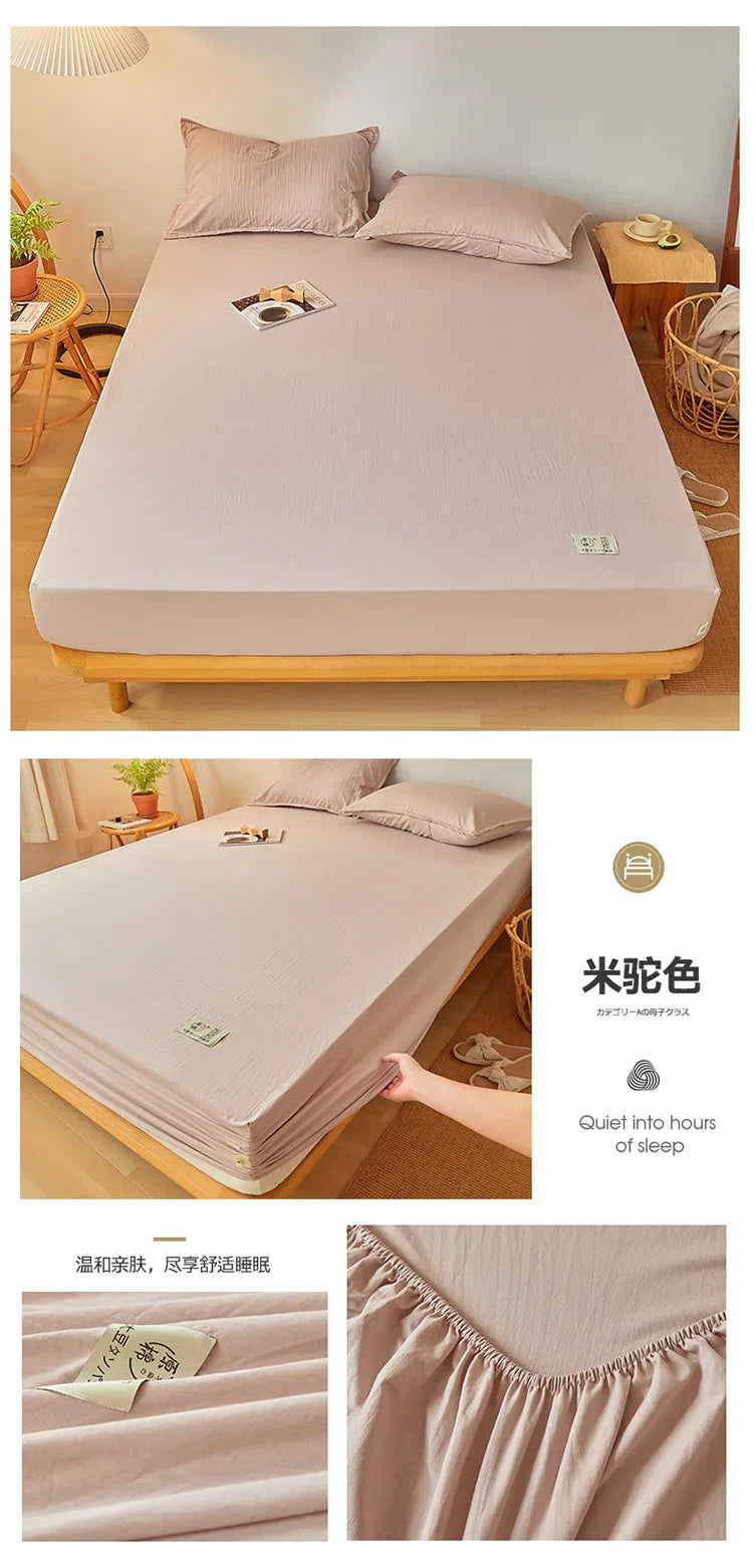Sábana bajera de algodón 100% con banda elástica, Funda de colchón ajustable antideslizante de Color sólido para cama individual, doble, King y Queen