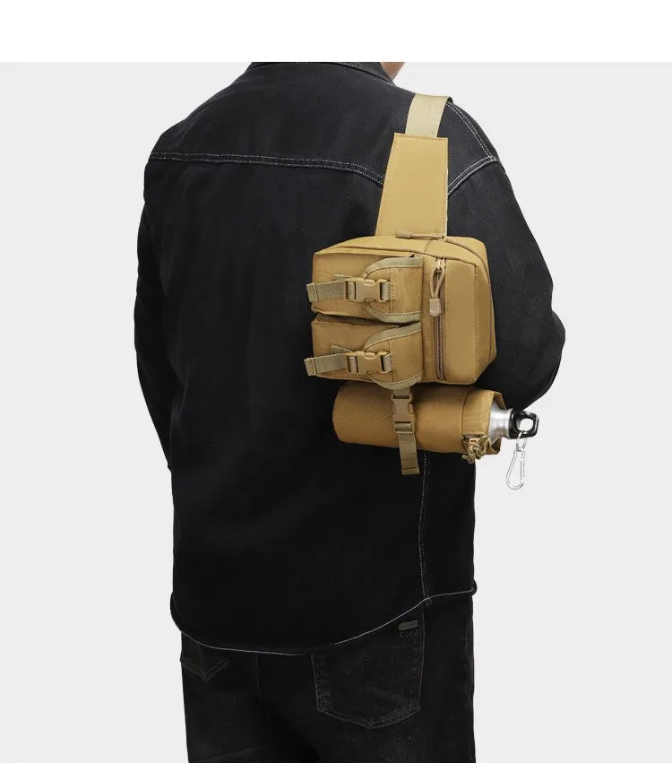 Riñonera táctica para exteriores, bolsa de nailon para botella de agua para teléfono y senderismo, paquete de equipo de herramientas deportivas, bolsa con cinturón para caza, escalada y acampada