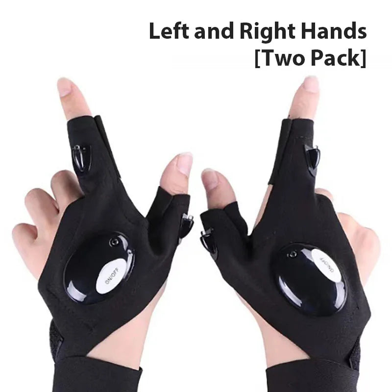 Guante sin dedos con luz nocturna Led, guantes de pesca impermeables, Camping, senderismo, supervivencia, rescate, herramienta multiluz para exteriores