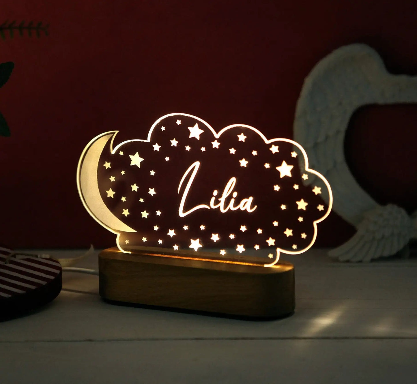 Luz nocturna USB para bebés y niños, lámpara personalizada con nombre para niños, decoración del hogar para dormitorio de recién nacidos, regalo de recuerdo de cumpleaños