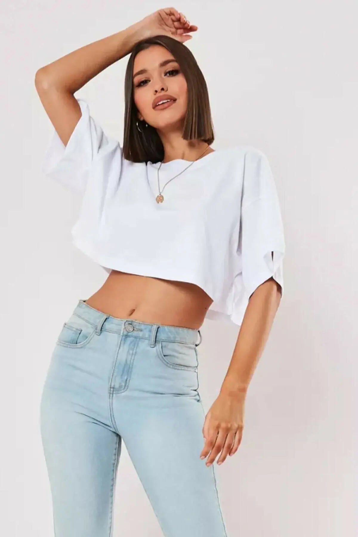 Ropa de algodón de manga corta para mujer, ropa para correr y bailar, Top corto para Yoga y Fitness, Camiseta deportiva holgada para el ombligo, camisetas de entrenamiento para gimnasio