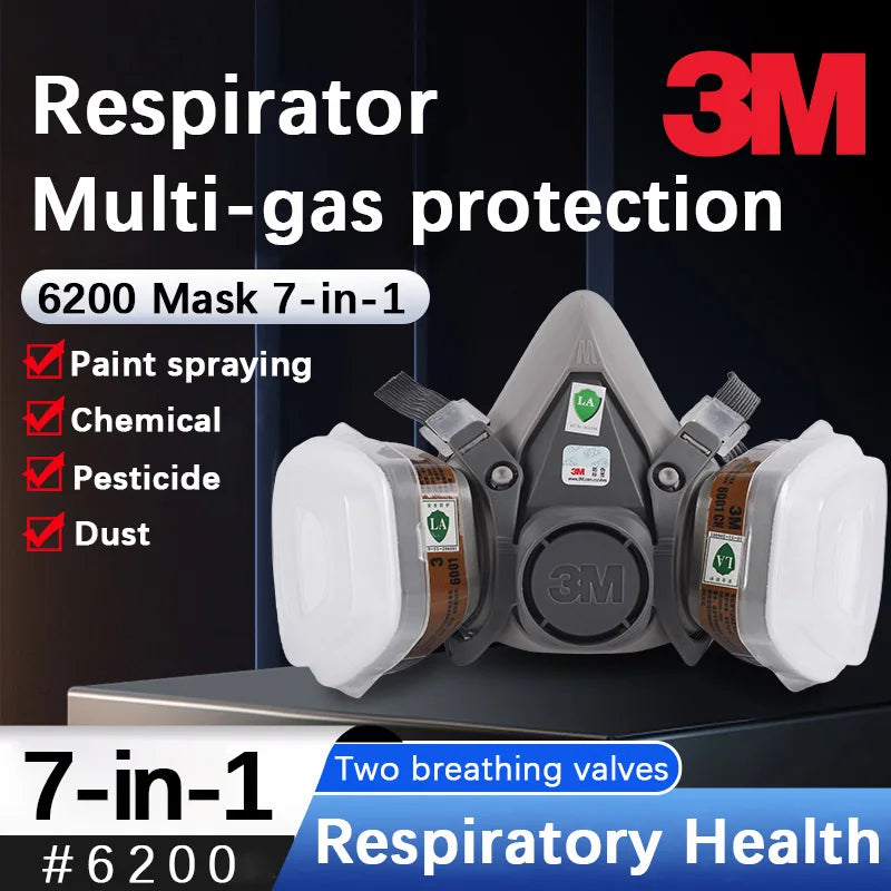 Máscara de Gas 3M 6200, caja de filtro de polvo de pintura en aerosol, máscara quÃÂmica, protección de Gas orgánico, filtro Industrial, máscara de algodón