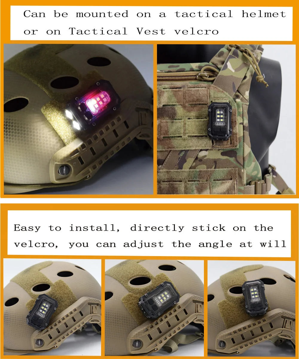 Linterna táctica EDC portátil Mini luz o placa de bucle de gancho Camping senderismo luz intermitente de seguridad para correa de mochila de 25mm