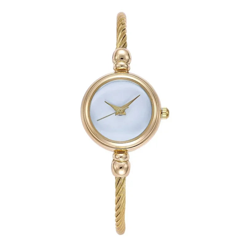 Relojes de pulsera pequeños simples para mujer, reloj de pulsera de cuarzo Retro de acero inoxidable para mujer, moda informal para mujer