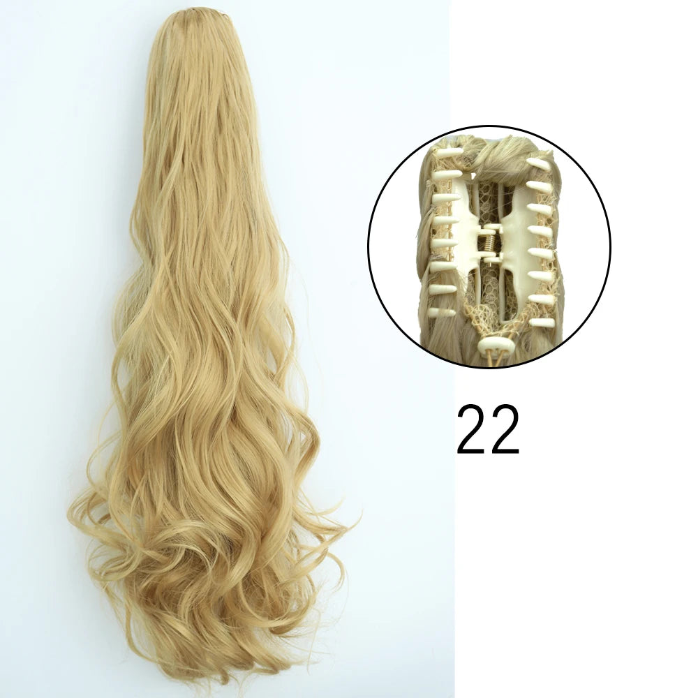 Extensiones de cabello de cola de caballo con Clip de garra larga y recta sintética, pieza de cabello de cola de caballo resistente al calor de 24 pulgadas para mujer, fiesta diaria