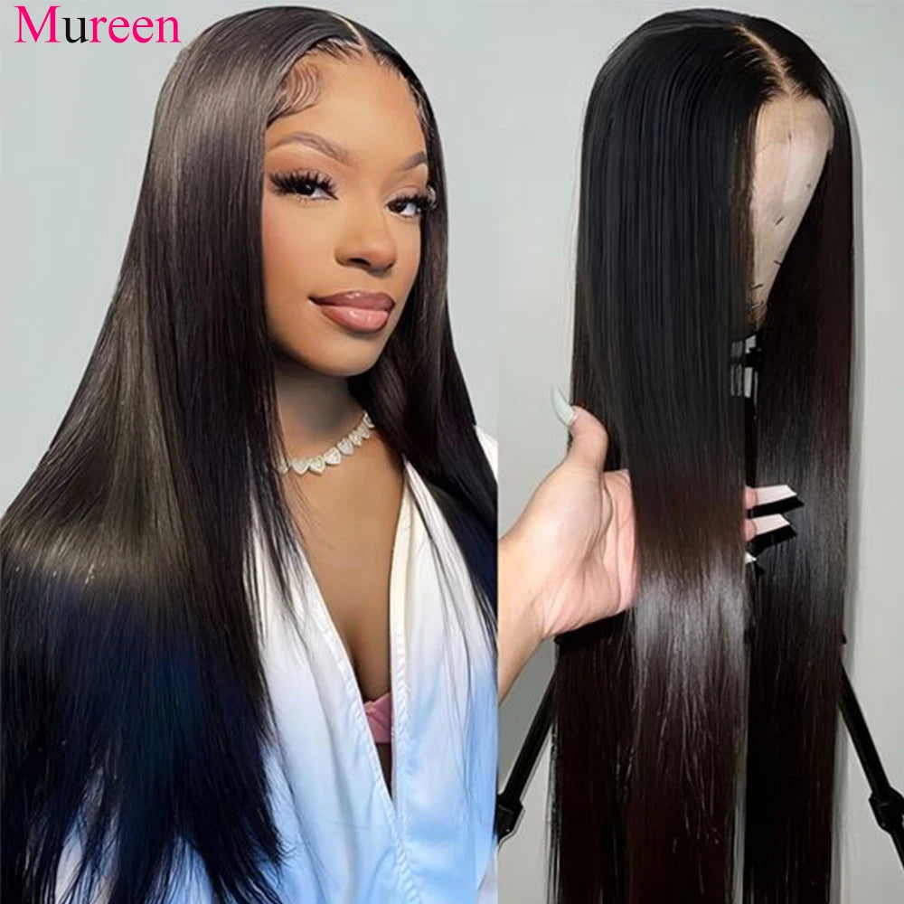 Peluca frontal de encaje de cabello liso de 250% de densidad, cabello humano 13x4 HD, peluca con malla frontal para mujeres, pelucas de cabello humano