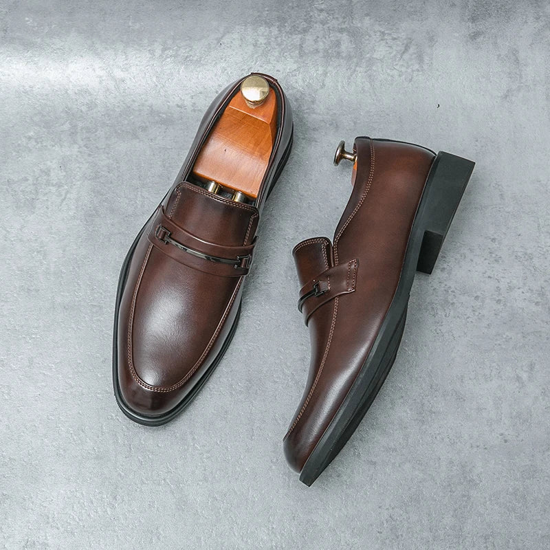 Mocasines casuales clásicos para hombre, zapatos de conducción, moda masculina, zapatos cómodos de cuero para boda, zapatos de vestir negros de negocios