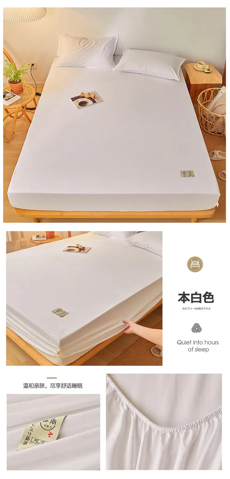 Sábana bajera de algodón 100% con banda elástica, Funda de colchón ajustable antideslizante de Color sólido para cama individual, doble, King y Queen