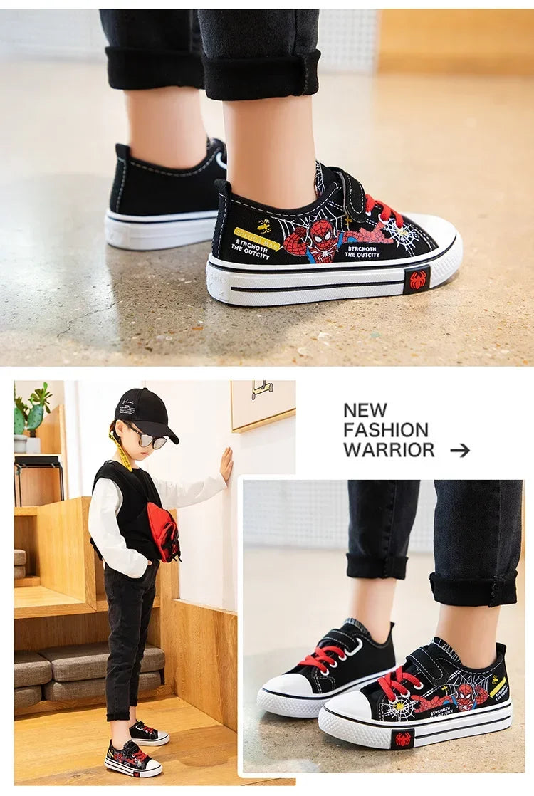 Zapatos de lona Disney para niños, zapatillas de deporte de Spiderman para niños, zapatos antideslizantes para estudiantes, zapatos deportivos de fondo suave para exteriores