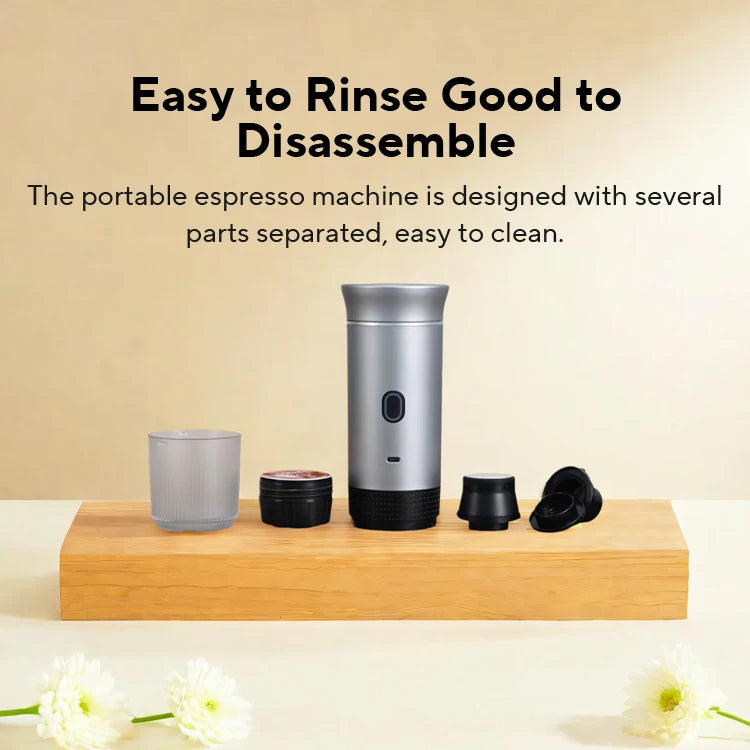 Cafetera Espresso portátil eléctrica inalámbrica para coche y hogar, cafetera para acampar, cafetera de viaje en polvo con cápsula 3 en 1