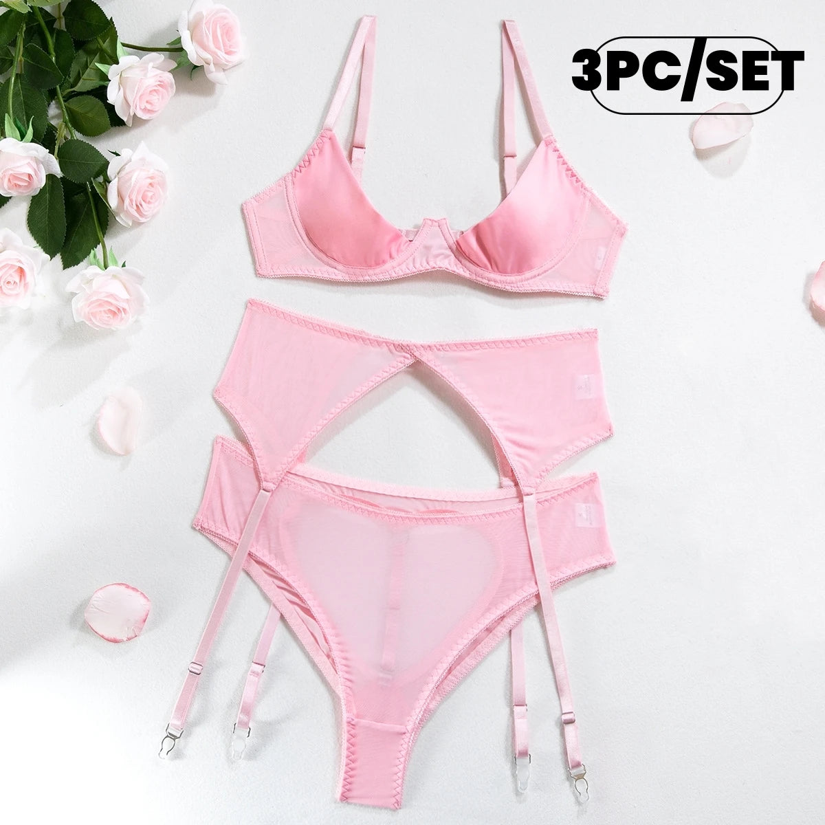 Conjunto de sujetador Floral exótico de encaje transparente, lencerÃa Sexy para mujer, ropa Sexual Porno transparente, picardÃas, vestido de peluche, camisones más sexys