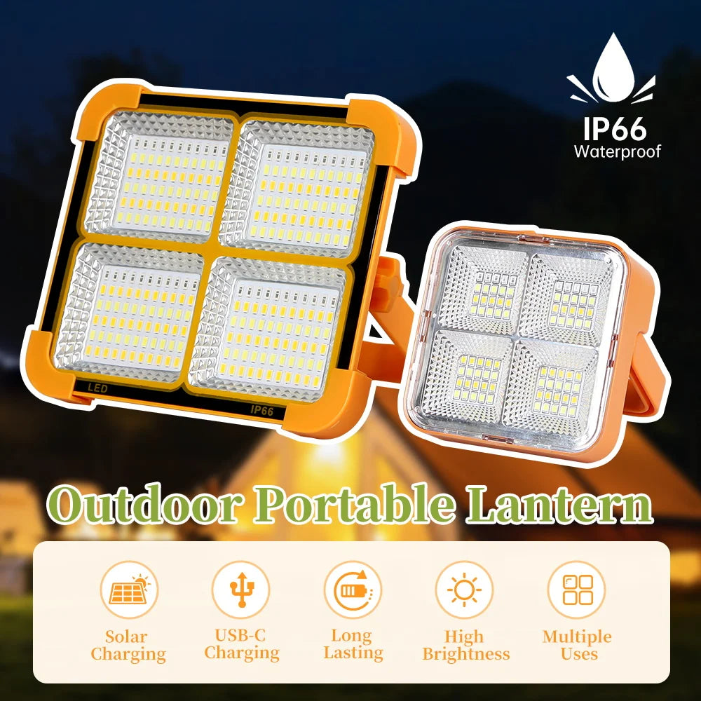 Linterna solar portátil con luces solares recargables por USB para exteriores, luz solar de emergencia para Parkside, viajes, caminatas, luces LED para acampar