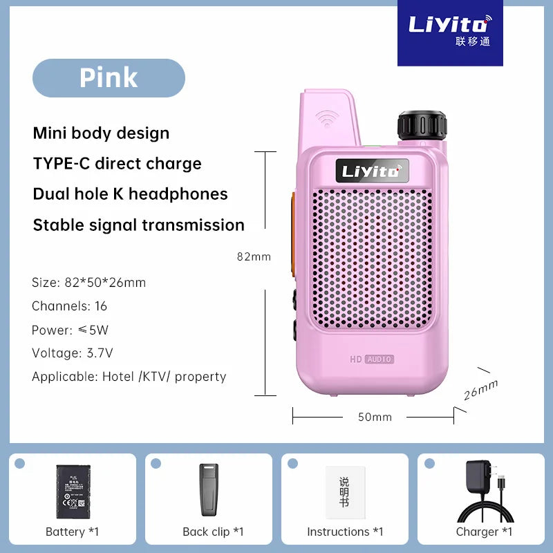 Mini Walkie Talkie UHF portátil, comunicación de largo alcance, radio analógica, camping, niños, hotel, comedor, belleza