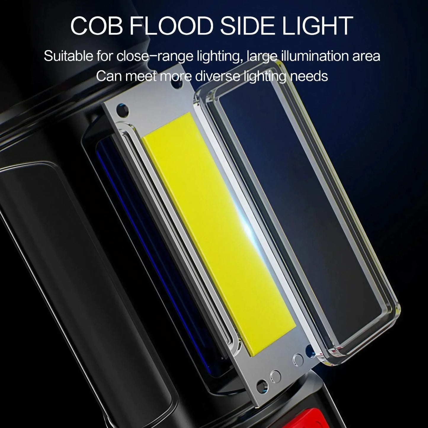 Portable 9-Core USB Rechargeable LED Flashlight Dual Light Source Camping Hiking Outdoor Multi-Use Light