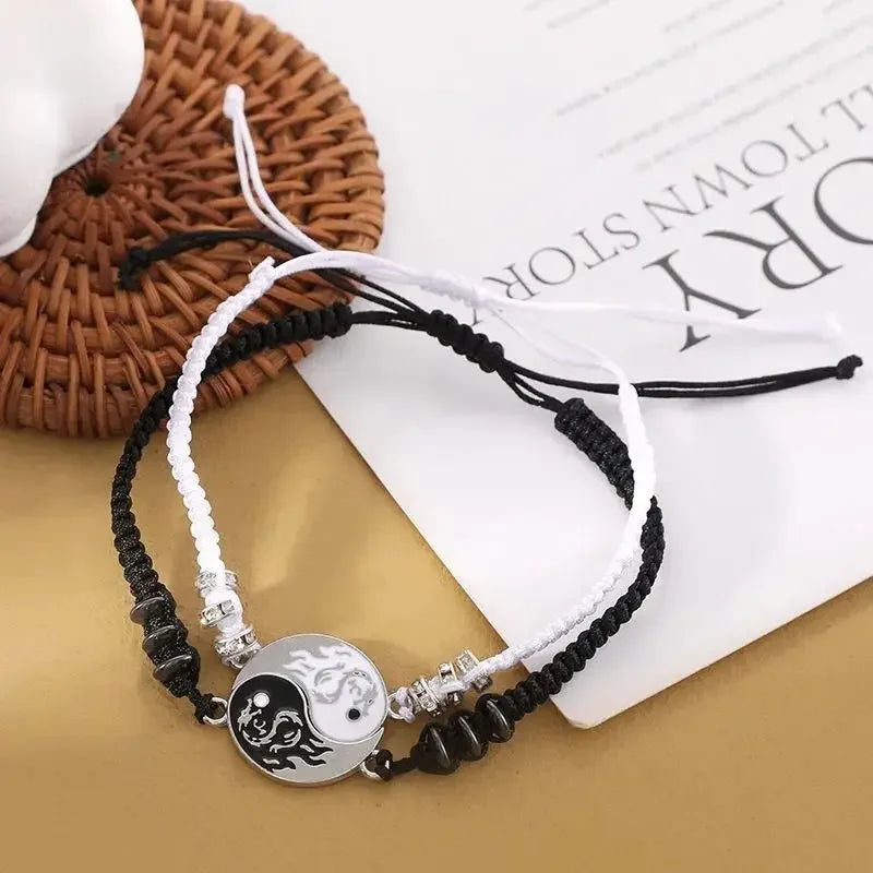 2025 figura de dragón de moda pulsera Yin Yang pareja pulseras ajustables novio novia joyerÃa de amistad del DÃa de San ValentÃn
