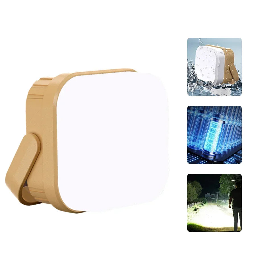 Mini luz portátil para acampar, lámpara recargable por USB, ABS, linterna de emergencia para exteriores, luz nocturna, 3 modos de iluminación, linterna para senderismo