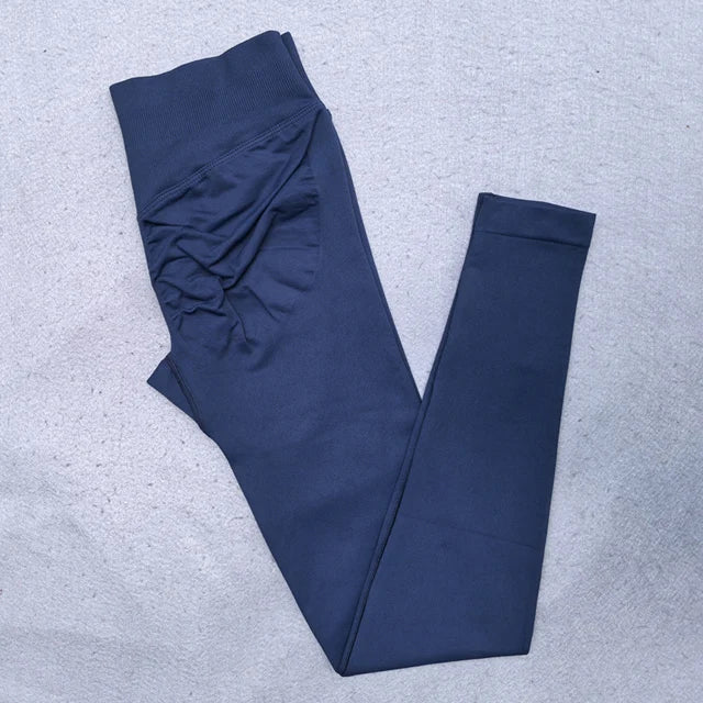 Leggings de mujer Scrunch Bum Gym Legging sin costuras Yoga Legging entrenamiento pantalones de Yoga cintura baja acanalada medias deportivas