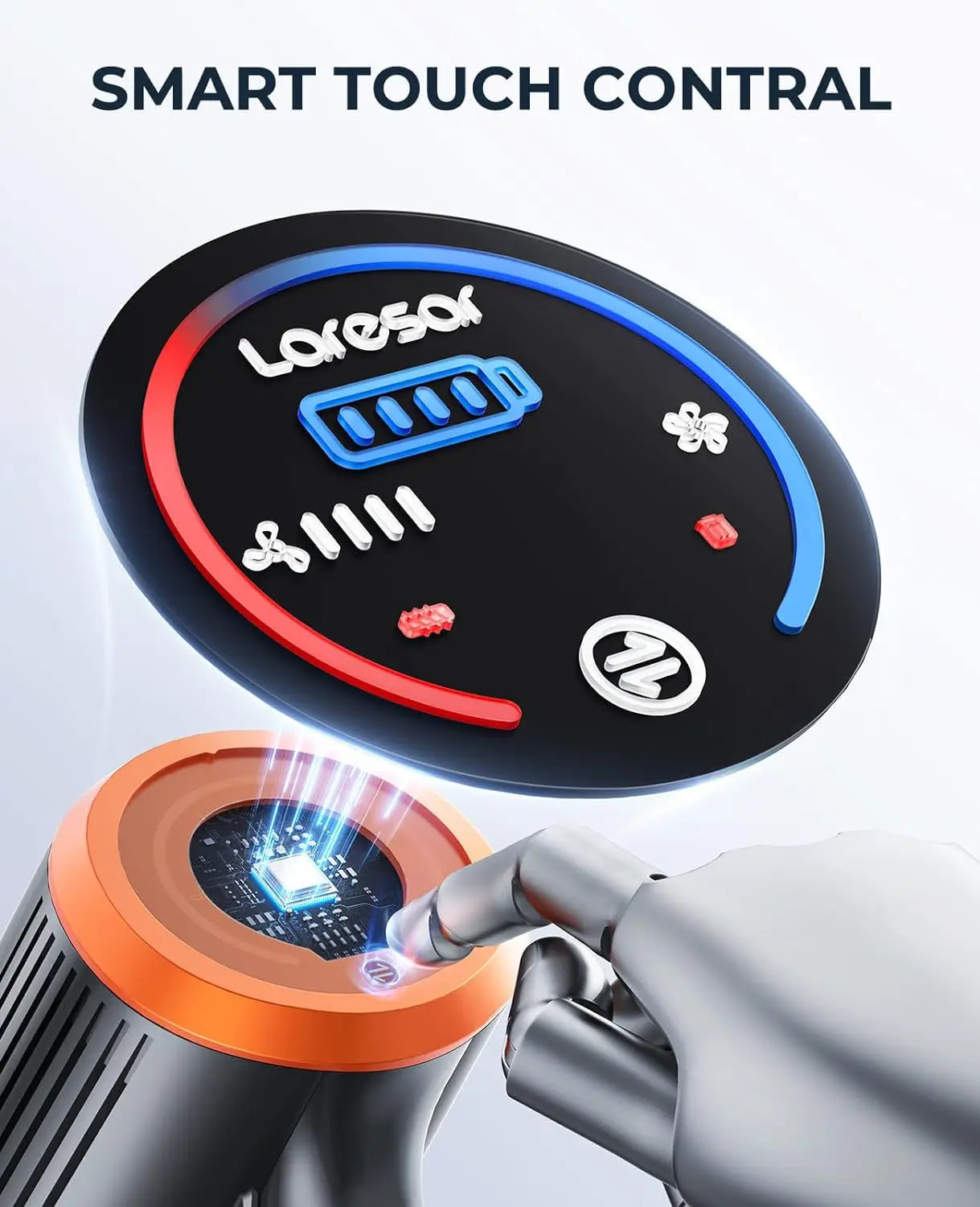 Aspiradora inalámbrica Laresar Elite 8, electrodoméstico de mano, 450W, potente pantalla táctil inteligente para el hogar, batería desmontable de 55 minutos
